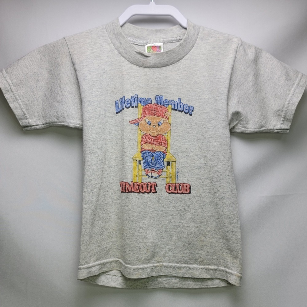 Vintage Fruit of the Loom Kids T-Shirt Lifetime Member Timeout Club Size 6/8